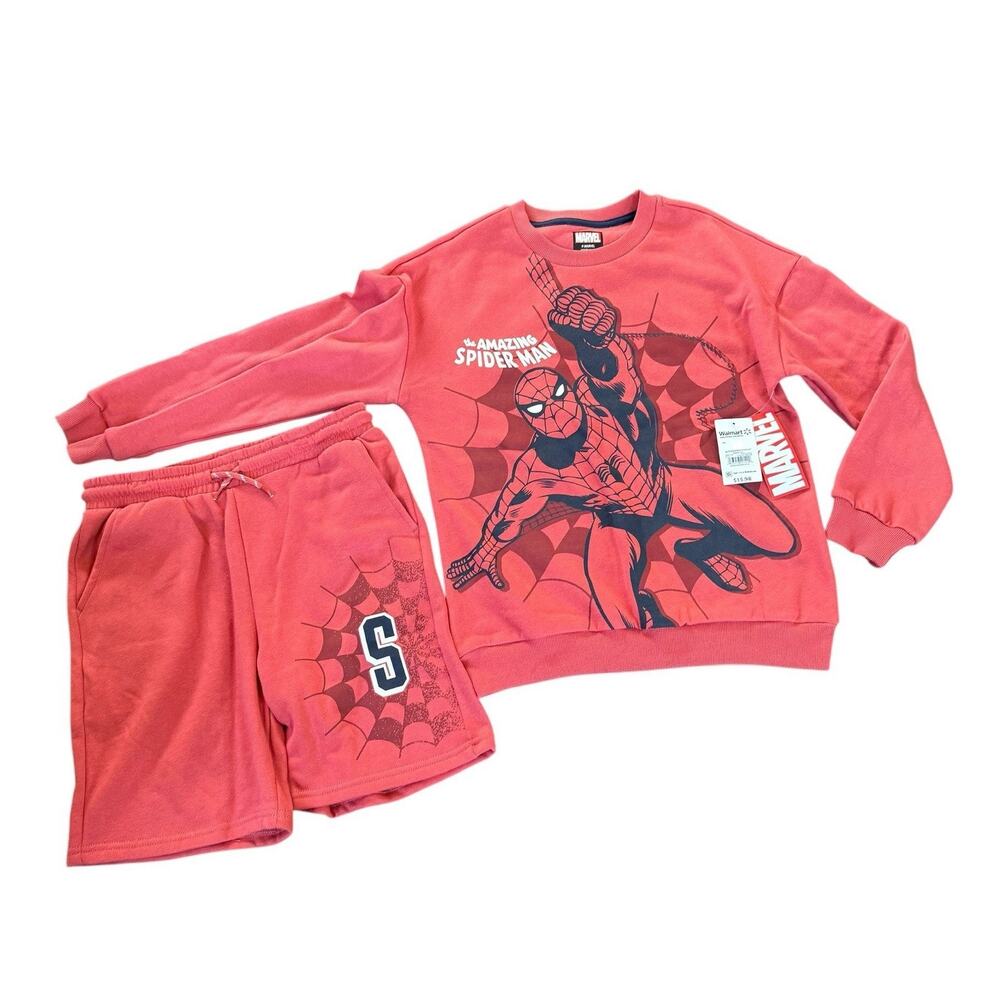 Marvel Spider-Man Boys Sweatshirt Shorts Set Medium (8) Red Spiderman